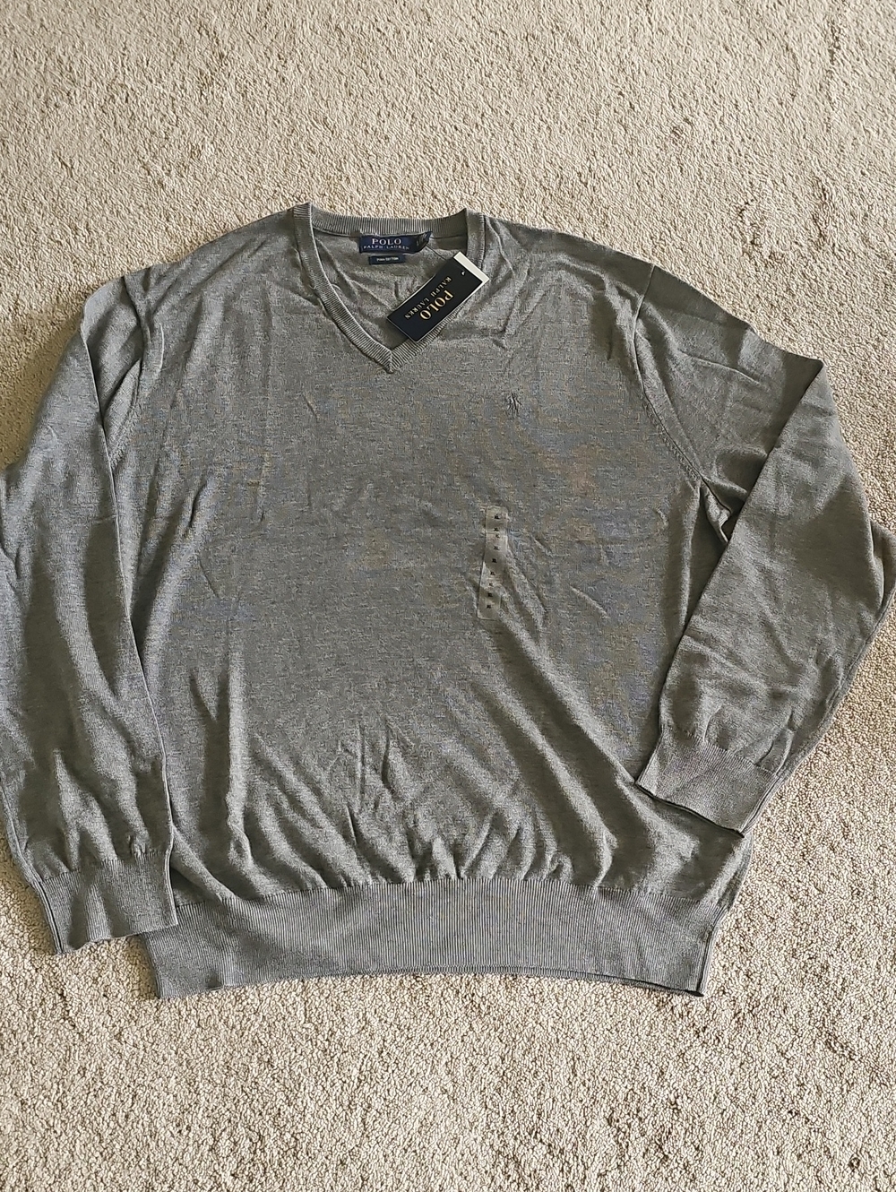 Polo by Ralph Lauren Gray V-Neck Sweater